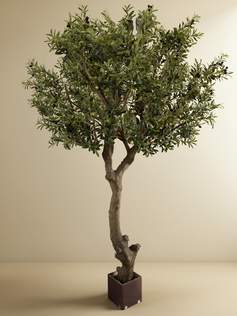 Kunst olijfboom MARJOLEIN 270cm gestyled in een luxe interieur