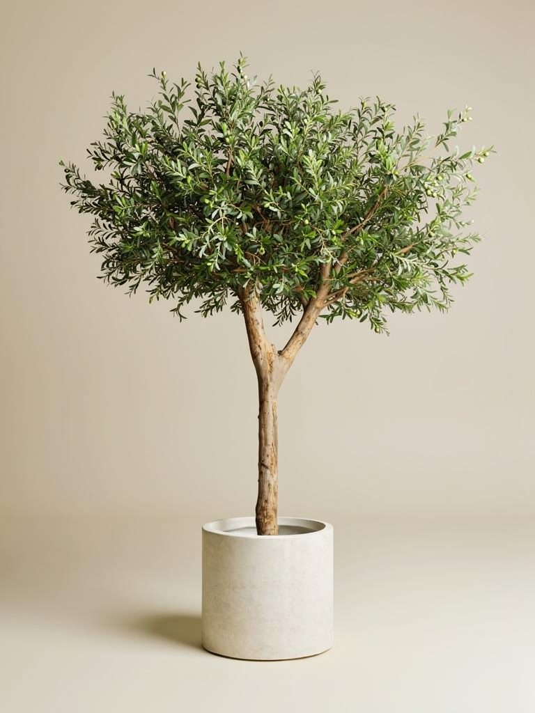 Kunst olijfboom LOUA 260cm, detailopname van blad en stam